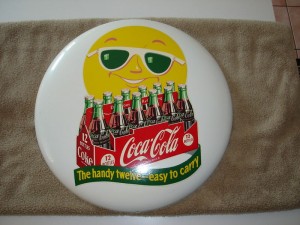 Sunshine Man Coca Cola Button 12 Pack Button Sign 