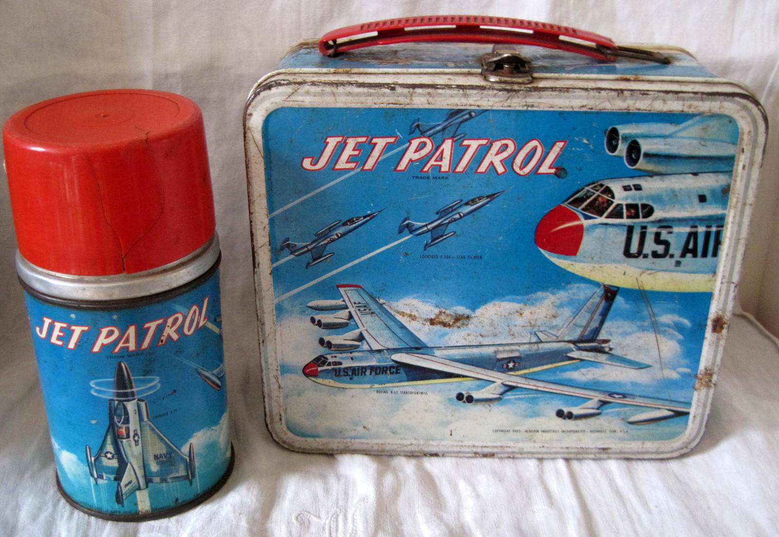 WOW Vintage 1957 Jet Patrol Metal Thermos for Aladdin Lunchbox C7 Ultra Rare