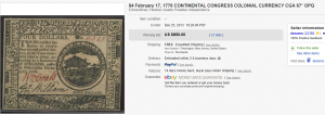 3. Top Currency Sold for $850. on eBay