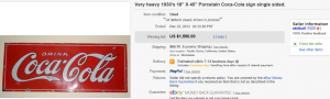 4. Top Coca Cola Sold for $1,550. on eBay