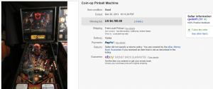 4. Top Coin Operated & PinBall Machine Sold for $4,150. on eBay