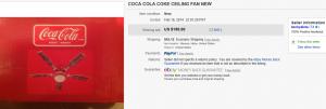 Coca Cola Coke Ceiling Fan New