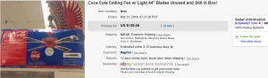Coca Cola Ceiling Fan w/ Light 44" Blades Unused and Still in Box