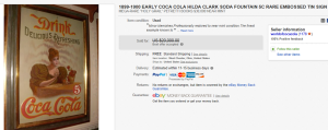 1899-1900 Early Coca Cola Hilda Clark Soda Fountain