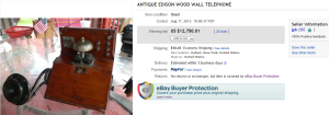 Top Telephones Sold for $12,750.01. on eBay