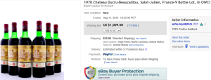 3. Top Wine Sold for $1,009. on eBay