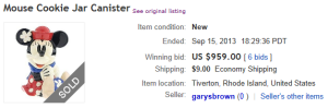 2. Top Cookie Jar Sold for $959. on eBay