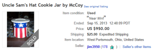 2. Top Cookie Jar Sold for $950. on eBay