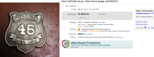 5. Top Badge Sold for $835. on eBay
