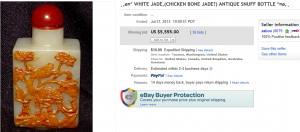 White Jade Snuff Bottle Sold on eBay