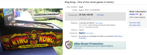 King Kong Pinball Sold on eBay