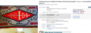 Navajo American Indian Blanket Sold on eBay