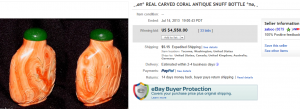 Carved Coral Snuff  Sold on eBay