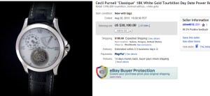 3. Top Watch Sold for $30,100. on eBay