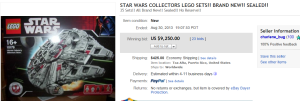 Star Wars Lego Sets Sold on eBay