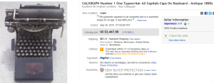 1. Top Type Writer Sold for $3,467. on eBay