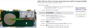 1. Top Radio Sold for $4,800. on eBay
