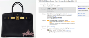 1. Top Hand Bag Sold for $16,600. on eBay