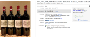 1. Top Wine Sold for $3,125. on eBay