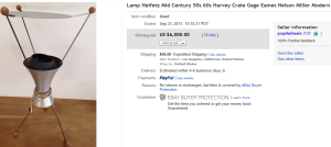 1. Top Lamp Sold for $6,000. on eBay