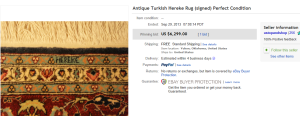 1. Top Rug & Blanket Sold for $6,299. on eBay