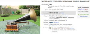 1. Top Phonograph Sold for $6,601. on eBay
