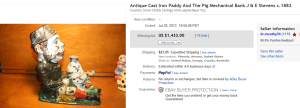 1. Top Mechanical Bank Sold for $1,433. on eBay