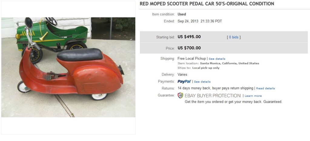 1950 Red Moped Scooter Pedal Car