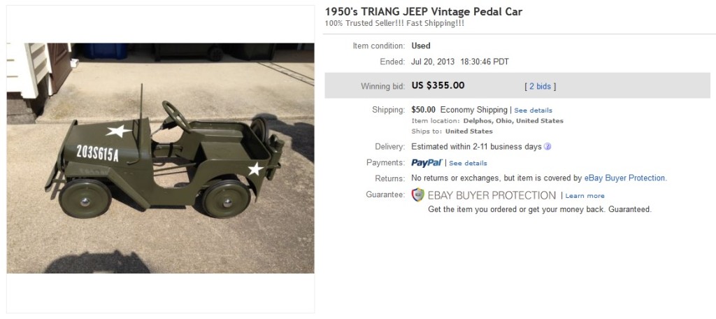 1950 Triang Jeep Pedal Car