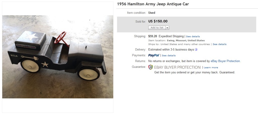 1956 Hamilton Army Jeep Antique Car