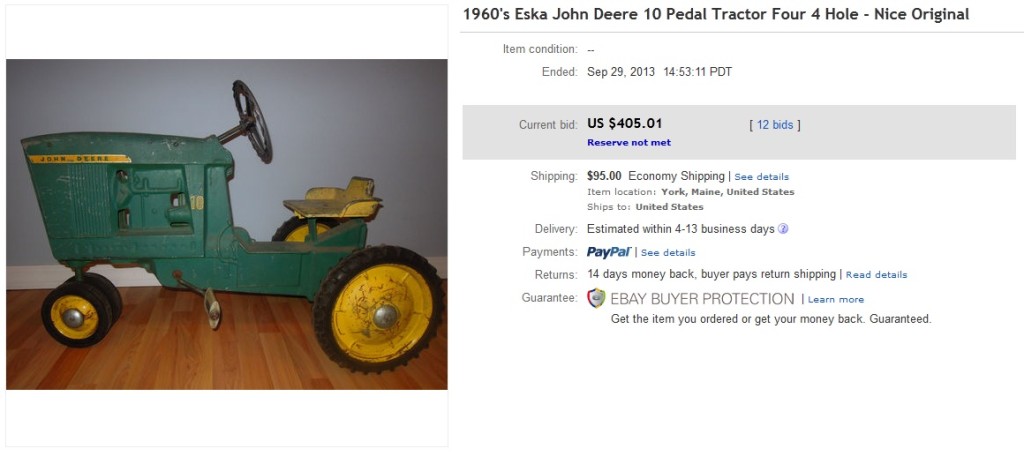 1960 10 Pedal Tractor Four 4 Hole