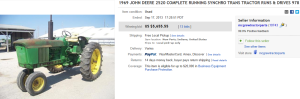 2. Top Tractor Sold for $5,655.55. on eBay