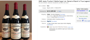 2. Top Wine Sold for $1,899. on eBay