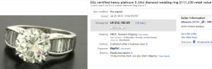 2. Top Diamond Sold for $32,100. on eBay