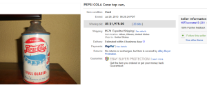 2. Top Pepsi Sold for $1,975. on eBay