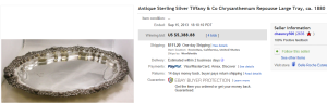 2. Top Tray Sold for $5,388.88. on eBay