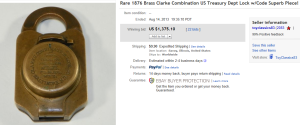 3. Top Locks Sold for $1,375.10. on eBay