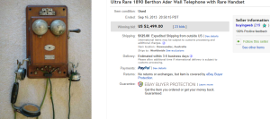 3. Top Telephone Sold for $2,499. on eBay