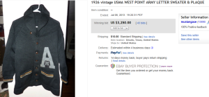 3. Top Clothing Sold for $3,250. on eBay