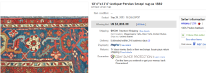3. Top Rug & Blanket Sold for $3,805. on eBay