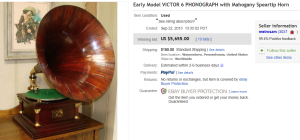 3. Top Phonograph Sold for $5,655. on eBay