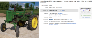3. Top Tractor Sold for $4,301. on eBay