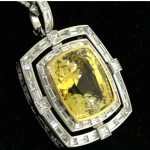Hamilton Heavy Platinum 40.82CTW VS1/F Diamond/Yellow Sapphire Pendant Necklace