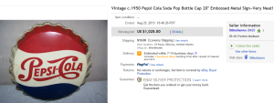 3. Top Pepsi Sold for $1,025. on eBay