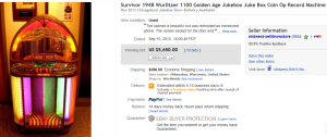 4. Top Juke Box Sold for $5,650. on eBay