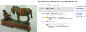 4. Top Mechanical Bank Sold for $1,250. on eBay