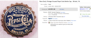 4. Top Pepsi Sold for $991. on eBay
