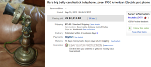 4. Top Telephone Sold for $2,313.88. on eBay