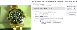4. Top Rolex Sold for $19,999. on eBay