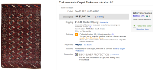4. Top Rug & Blanket Sold for $3,500. on eBay